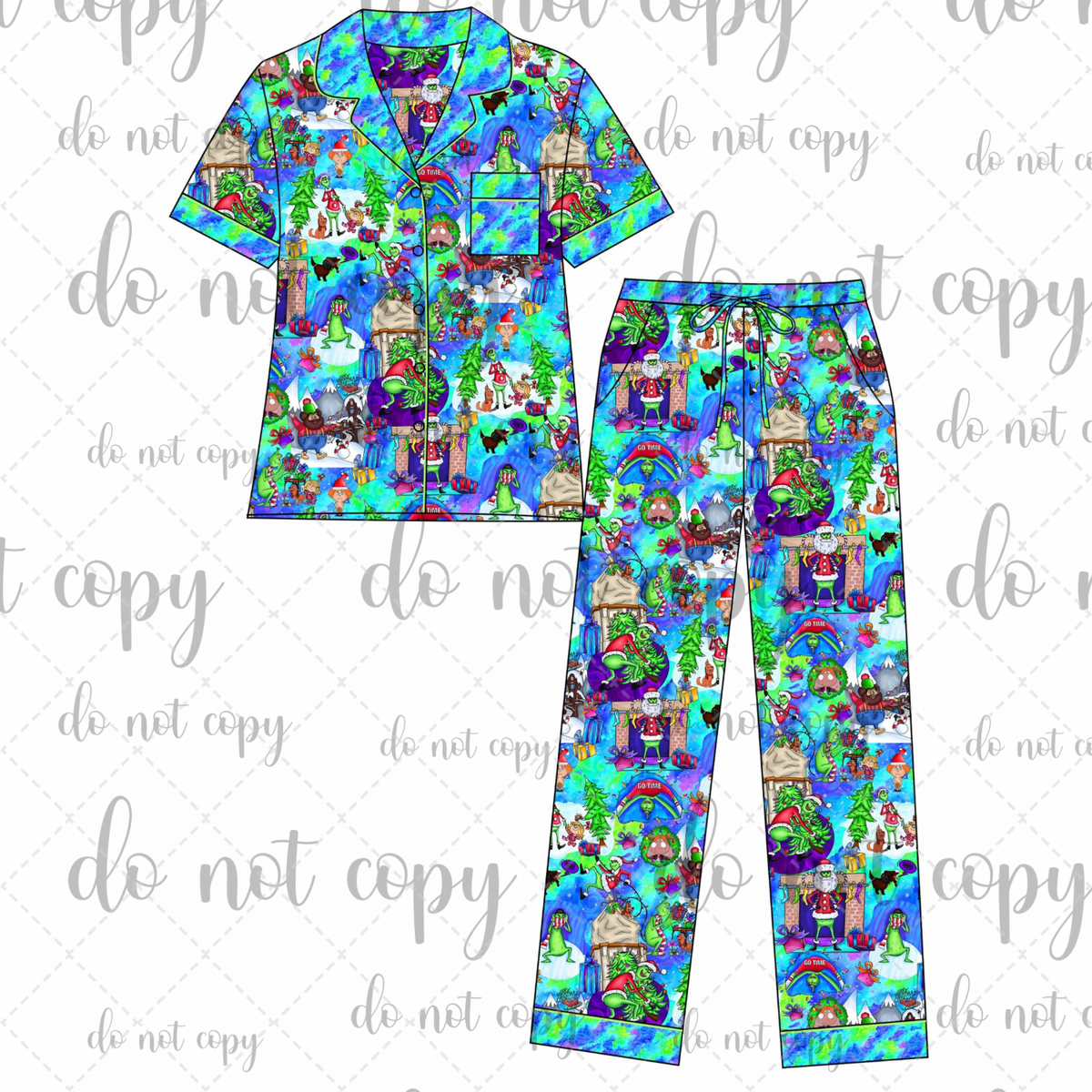 PRE-SALE: Mean, Green, and Merry Women’s Button Down Pants Set